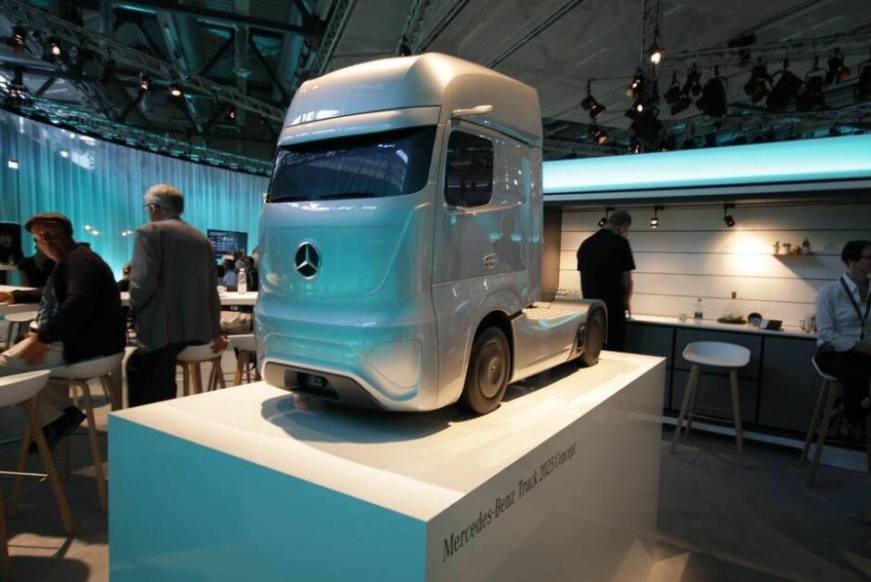 En nydelig modell av Future Truck som ble vist på IAA i 2014 viser kanskje litt av hva vi har i vente på designfronten fremover..