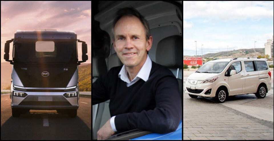 RSA-sjef Frank Dunvold sier han har stor tro på de elektriske lastebilene og varebilene fra kinesiske BYD. Foto: Brede Høgseth Wardrum og BYD