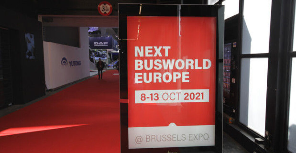 Dette bildet tok vi på Busworld i Brussel i 2019, og ante lite om hva verden hadde i vente. Foto: Brede Høgseth Wardrum Dette bildet tok vi på Busworld i Brussel i 2019, og ante lite om hva verden hadde i vente. Foto: Brede Høgseth Wardrum