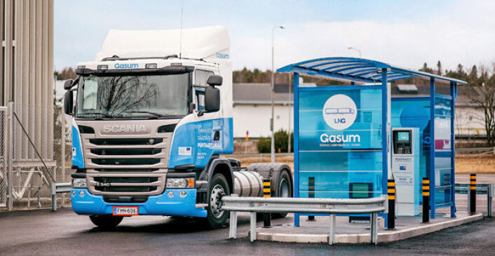 Bildet er fra en av Gasums fyllestasjoner for flytende og komprimert gass i Finland. Bildet er fra en av Gasums fyllestasjoner for flytende og komprimert gass i Finland.