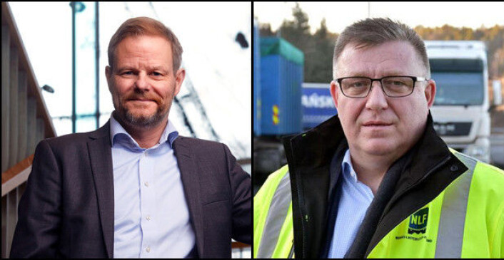 POSITIVE: Are Kjensli (t.v.), administrerende direktør i NHO Logistikk og Transport, og Geir A. Mo, administrerende direktør i NLF. POSITIVE: Are Kjensli (t.v.), administrerende direktør i NHO Logistikk og Transport, og Geir A. Mo, administrerende direktør i NLF.