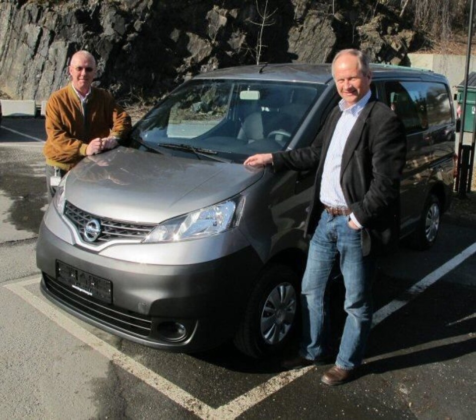 Varebilansvarlig Knut Borgen (t.v.) og direktør Terje Lundgaard i Nissan Norge har store forhåpninger NV200: Varebilansvarlig Knut Borgen (t.v.) og direktør Terje Lundgaard i Nissan Norge har store forhåpninger NV200: