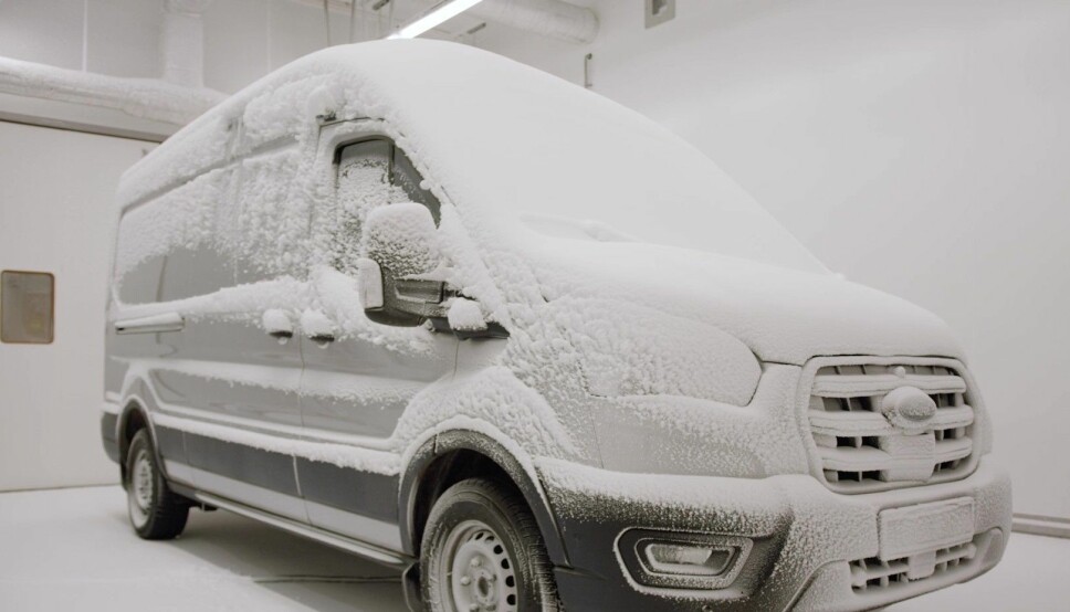 Her på berget skal Ford E-Transit få smake på ekte nordisk vinter, ikke bare kunstig kulde og snø i et testlaboratorium.
