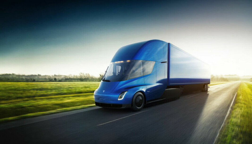 Slik har Tesla Semi blitt fremstilt tidligere. Om den endelige produksjonsversjonen blir identisk med dette gjenstår å se. Slik har Tesla Semi blitt fremstilt tidligere. Om den endelige produksjonsversjonen blir identisk med dette gjenstår å se.