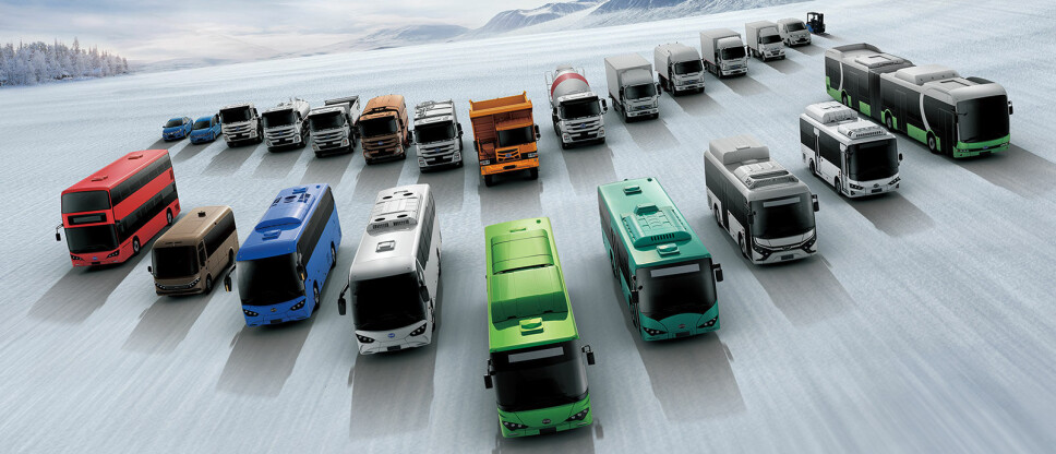 BYD er en av de store kinesiske aktørene innen tunge kjøretøy. Her presenterer de deler av menyen sin.