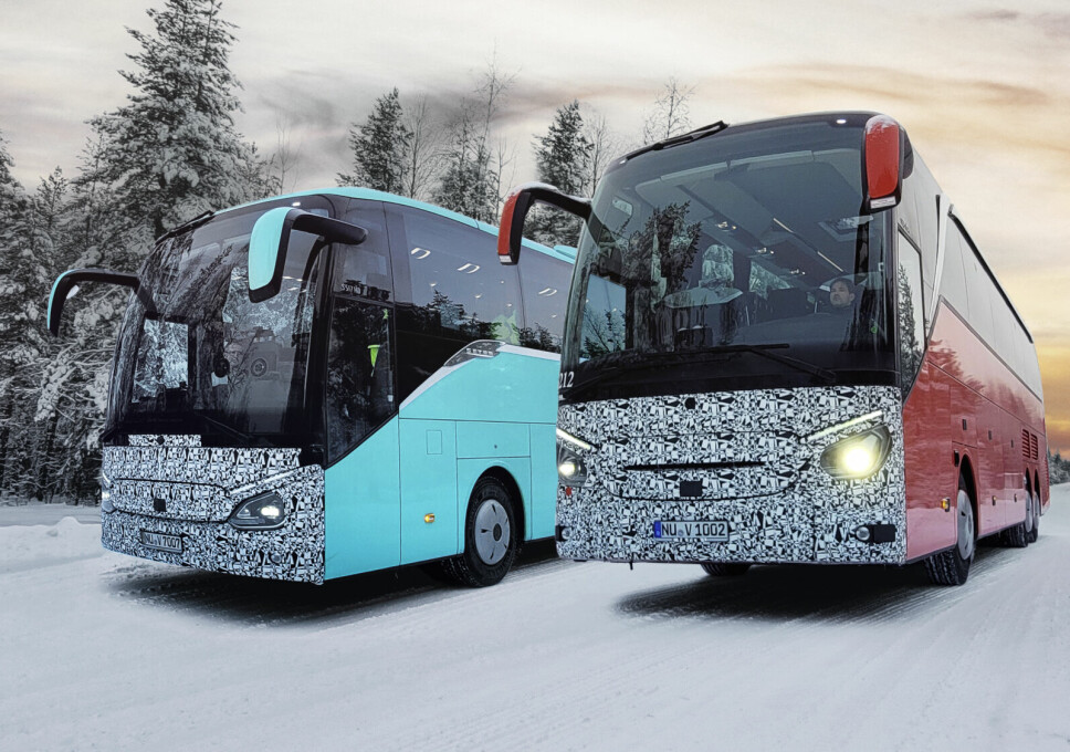 NESTE GENERASJON: Setras nye ComfortClass og TopClass 500 har vært på vintertest i Finland. Foto: Daimler