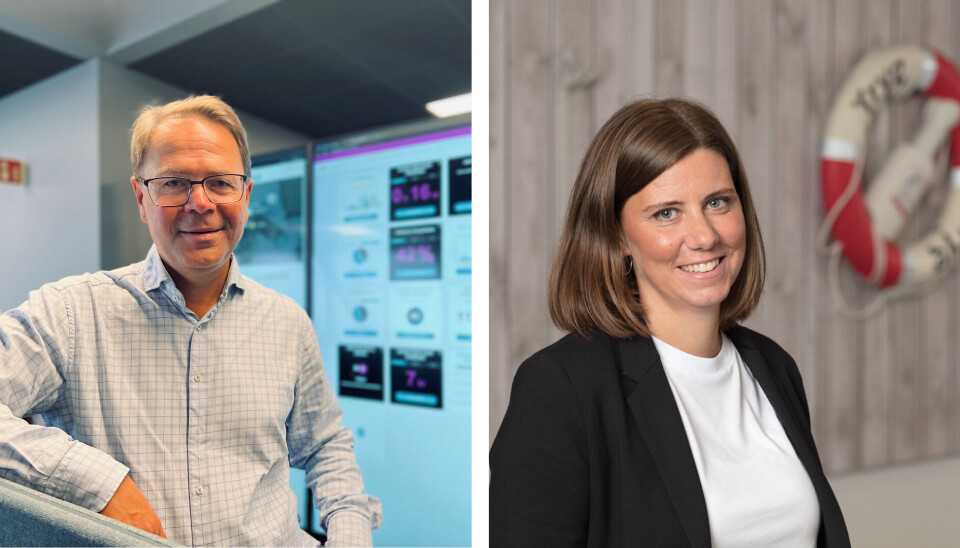 Morten Strand, CEO i ABAX, og Ingeborg Morken, direktør for Næringsliv i Tryg. Morten Strand, CEO i ABAX, og Ingeborg Morken, direktør for Næringsliv i Tryg.