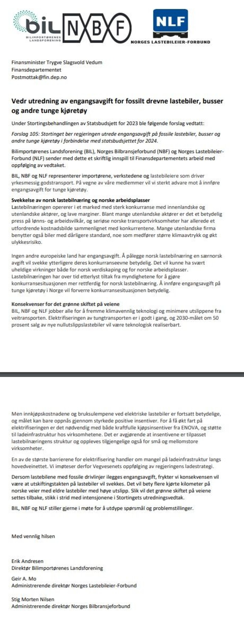 BREVET: Dette ble sendt til Finansdepartementet fredag 10. februar 2023. BREVET: Dette ble sendt til Finansdepartementet fredag 10. februar 2023.