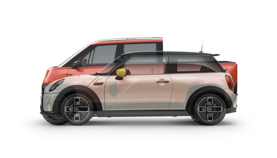 Telo truck har utvendige mål som en tredørs Mini Cooper SE Telo truck har utvendige mål som en tredørs Mini Cooper SE