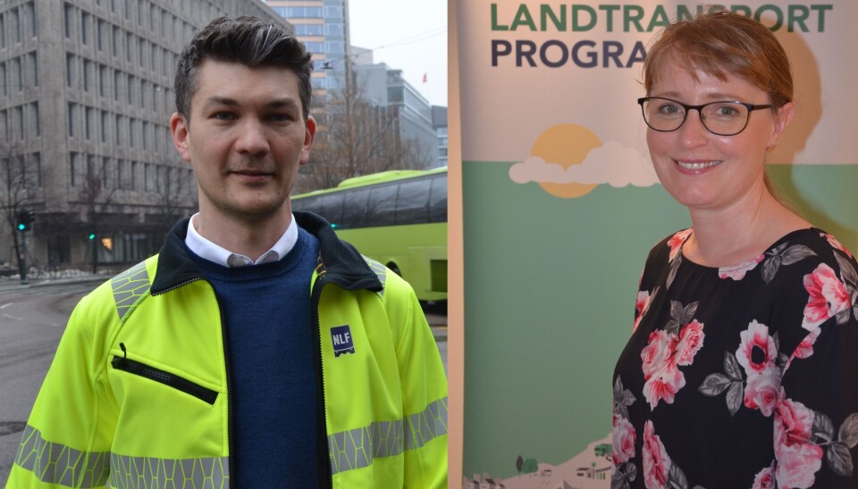 REAGERER PÅ BUDSJETTFORSLAGET: Knut Gravråk, administrerende direktør i Norges Lastebileier-Forbund, og Ingelin Noresjø, daglig leder i Grønt Landtransportprogram.