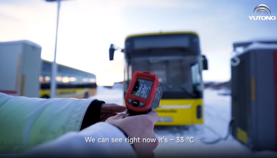 BRRRR: På sine nettsider har Yutong en rekke 'video- og bildebevis' for at bussene deres fungerer i vinterkulden, blant annet her fra Finnmark.
