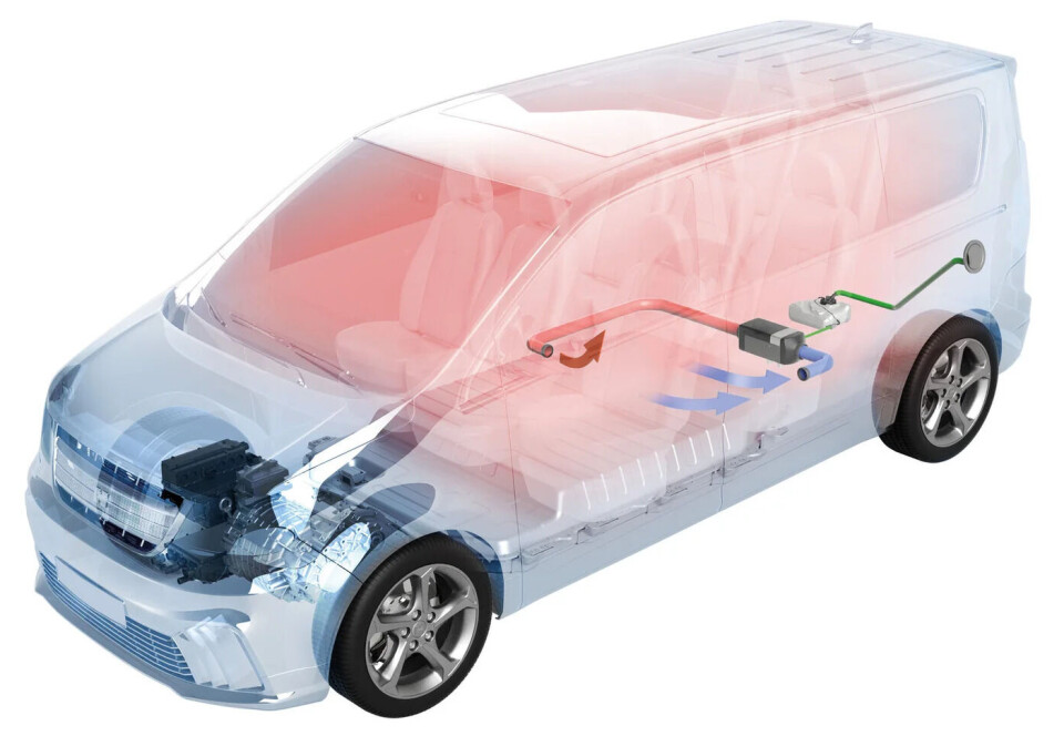 DIESELVARMER: Ettermonteringsløsningen Range Plus skal gi effektiv oppvarming ved hjelp av en Air Top 2000 STC luftvarmer, som kjøres på diesel eller HVO og ikke forårsaker belastning på driftsbatteriet for oppvarming. Webasto hevder Range Plus-settet kan øke rekkevidden med opptil 35 prosent i kalde værforhold, ved å redusere belastningen på batteriet og gi en alternativ varmekilde.