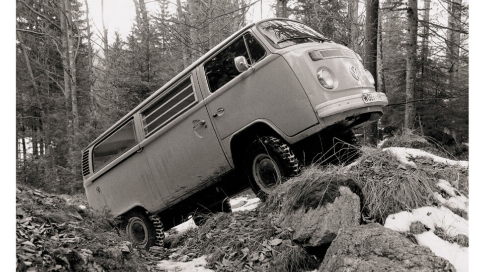 VW T2, utviklingsmodell for firehjulstrekk systemer på 70-tallet.
