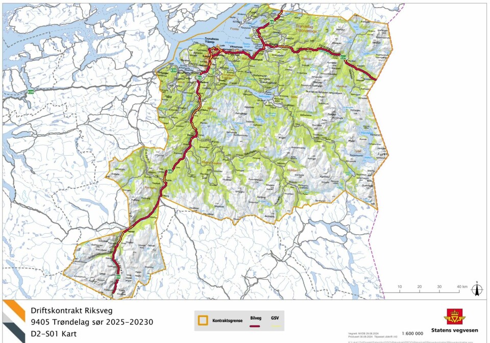 Kart for strekninger og kontraktsområdet.