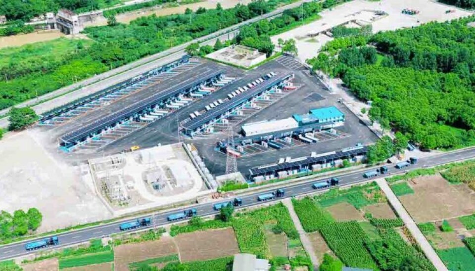 Det er dimensjoner over Huaweis 100 MW ladestasjon for lastebiler.