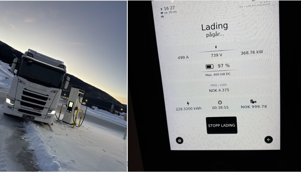 369 kW ladeeffekt - av maksimalt 375 kW - fremdeles ved 97 prosent oppladet batteri, krever sitt av både lader og bil. Men det er altså mulig, ifølge dette eksempelet fra Norsk Scania.